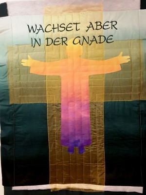 Unfertiger Kanzelbehang in der Entstehung